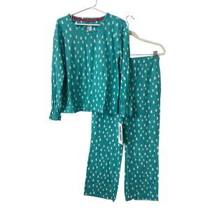 Muk Luks Size Small Pajama Set Soft Cozy Knit Blue White Loungewear Bell Sleeve